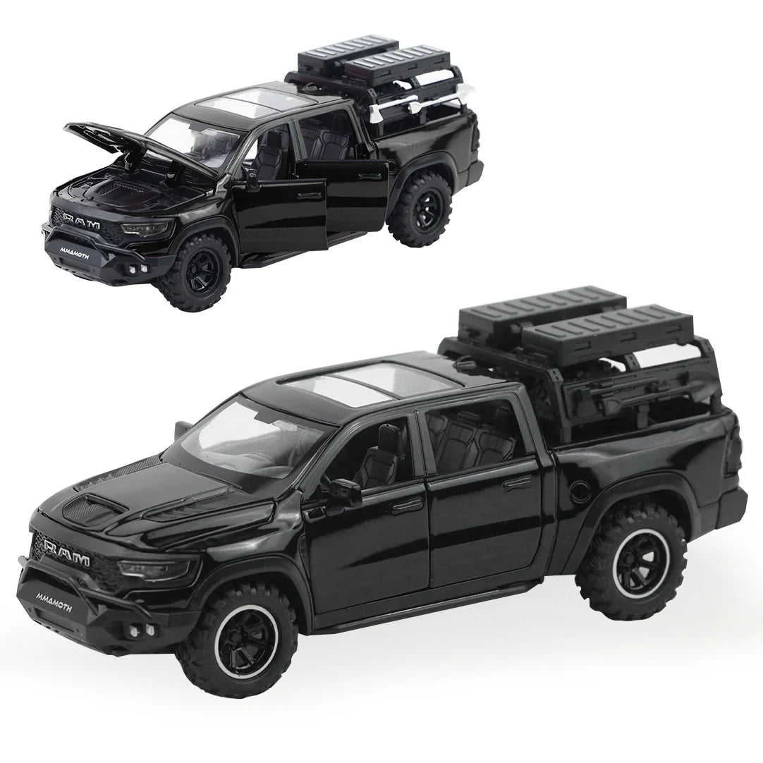 Ram Mamoth 1:32 Scale Diecast Car – Metal Toy Truck with Lights, Sound & Pull-Back Action
