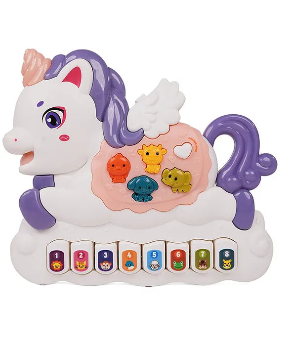 Unicorn Musical Piano Keyboard With Lights & Animal Sounds - Multicolor